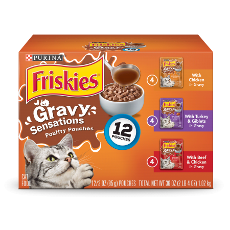 Purina Friskies Gravy Sensations Poultry Favorites Adult Wet Cat Food Variety Pack - (12) 3 oz. Pouches