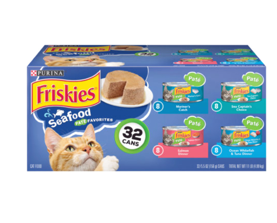 Purina Friskies Pate Wet Cat Food Variety Pack, Seafood Favorites, 32 ct, 5.5 oz