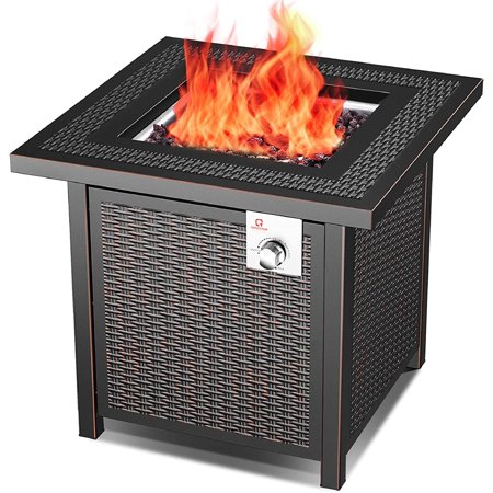Qomotop 28 Inch Propane Fire Pit Table with 50,000 BTU, Auto-Ignition Gas Fire Pit