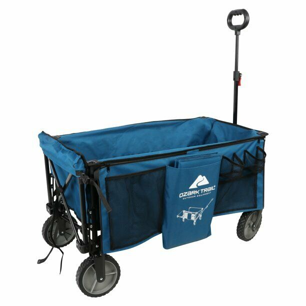 Quad Folding Camp Wagon with Tailgate, Blue
