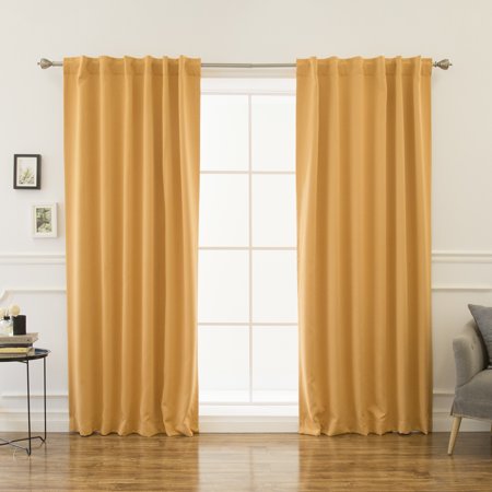 Quality Home Basic Thermal Blackout Curtains - Back Tab/Rod Pocket - Orange (Set of 2 Panels)
