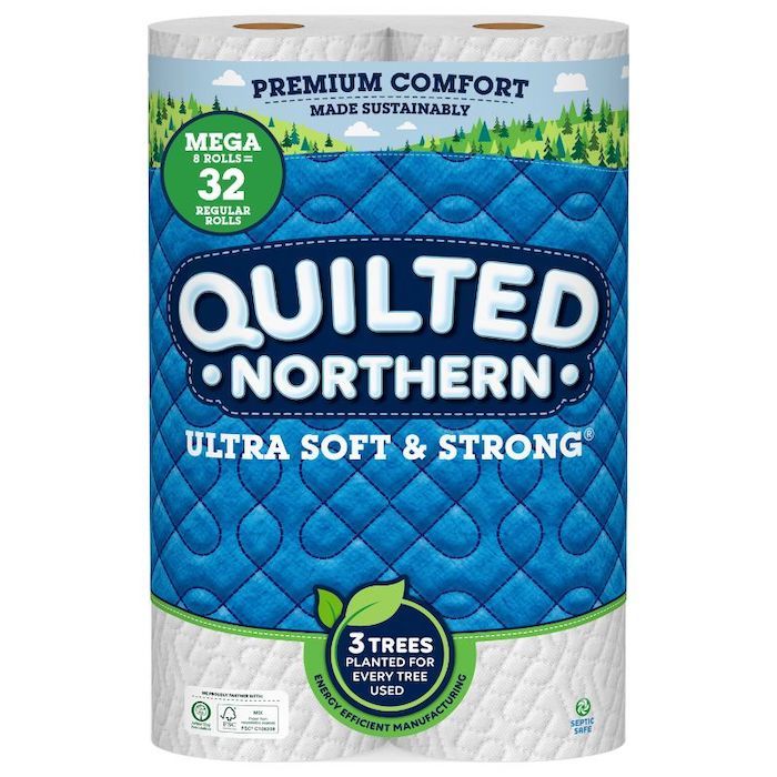 Quilted Northern Ultra Soft & Strong® Toilet Paper, 8 Mega Rolls = 32 Regular Rolls, 2-ply Bath Tissue