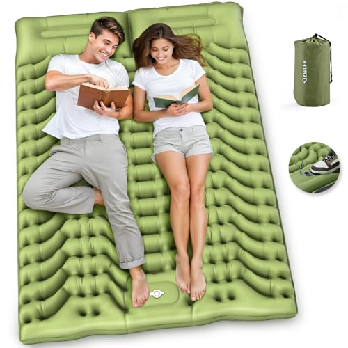 Camping Pillow, On SALE Today At Amazon Qzwlfy Camping Sleeping Pad,Double Sleeping Pad For Camping-Self Inflating 4&Quot; Extra-Thick For 2 Person With Pillow Built-In Foot Pump Inflatable Sleeping Mat For Backpacking,Hiking,Traveling,Tent