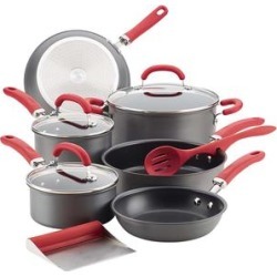 Rachael Ray Cookware Sets Gray - Red Create Delicious Hard-Anodized Nonstick 11-Piece Cookware Set