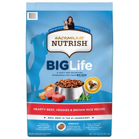 Rachael Ray Nutrish Big Life Dry Dog Food for Big Dogs, Hearty Beef, Veggies & Brown Rice Recipe, 40-Pound Bag