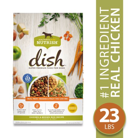 Rachael Ray Nutrish Dish Natural Premium Dry Dog Food, Chicken & Brown Rice Recipe With Veggies & Fruit, 23 Lbs (Packaging May Vary)