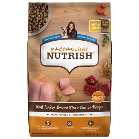 Rachael Ray Nutrish Real Turkey, Brown Rice & Venison Recipe Dry Dog Food, 26 lb. Bag (Packaging May Vary)
