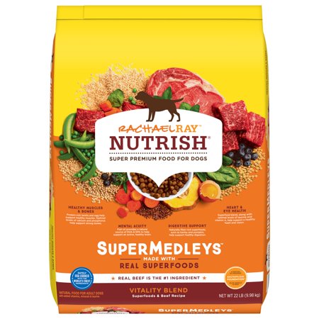 Rachael Ray Nutrish SuperMedleys Vitality Blend Superfoods & Beef Recipe, Dry Dog Food, 22 lb (Packaging May Vary)