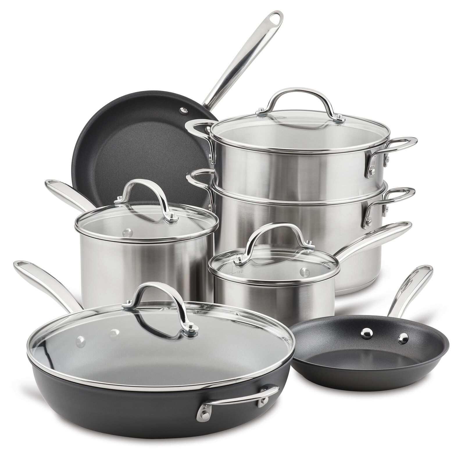 Rachael Ray Professional Stainless Nonstick 11-Piece Cookware Set (Open Box)