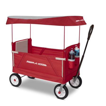 Radio Flyer, 3-in-1 All Terrain Off-Road EZ Folding Kids Wagon with Canopy, Red