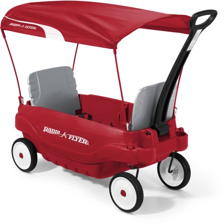 Radio Flyer, Deluxe Family Wagon with Canopy, Folding Seats, Red