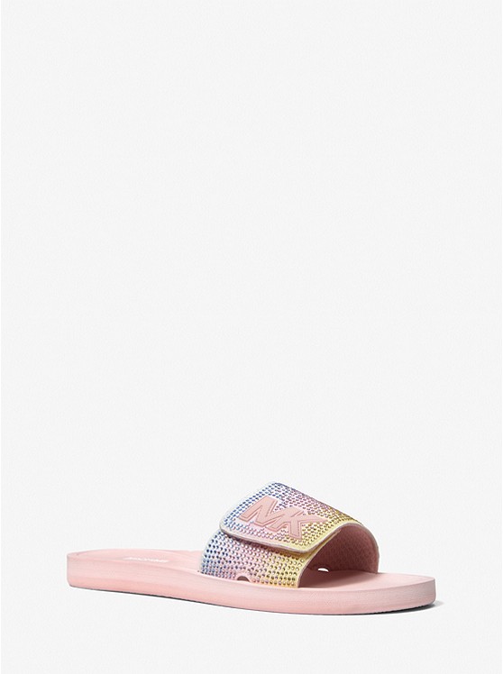 Rainbow Embellished Slide Sandal on Sale At Michael Kors