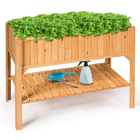 Raised Garden Bed Elevated Planter Box Shelf Standing Garden Herb Garden Wood