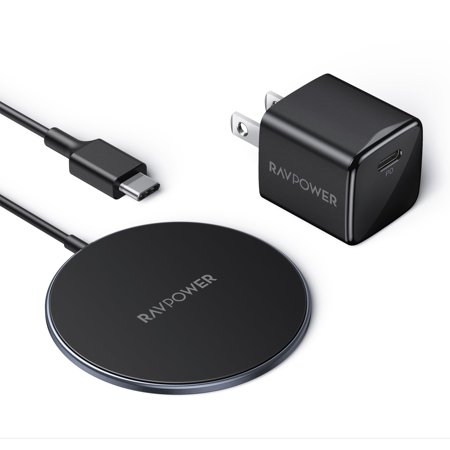 RAVPower Magnetic Wireless Charger with USB-C PD Adapter Set Portable for iPhone 13, Samsung Universal