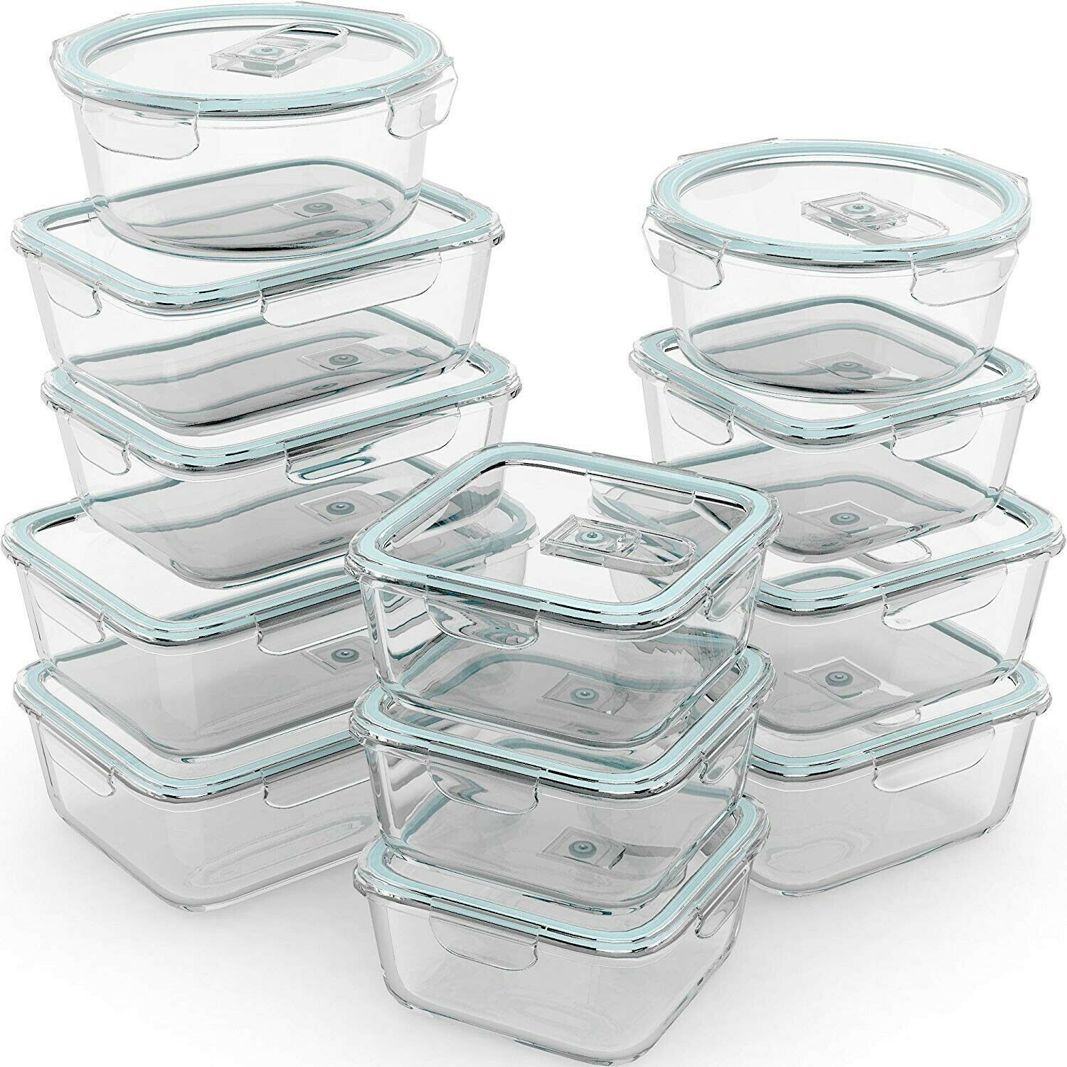 Razab 24 Piece Glass Food Storage Containers w/Airtight Lids - Microwave/Oven...