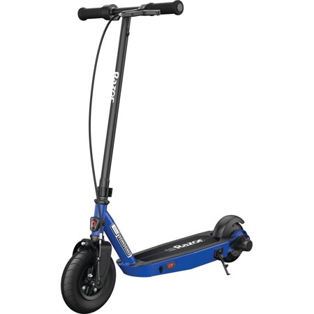 Razor Black Label E100 Electric Scooter - Blue, for Kids Ages 8+ and up to 120 lbs, 8" Pneumatic Front Tire, Up to 10 mph & up to 35 mins of Ride Time, 90W Power Core High-Torque Hub Motor