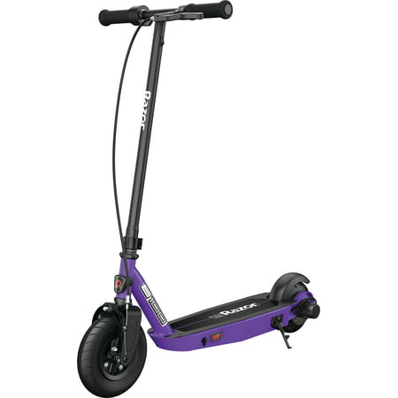 Razor Black Label E100 Electric Scooter - Purple, for Kids Ages 8+ and up to 120 lbs, 8" Pneumatic Front Tire, Up to 10 mph & up to 35 mins of Ride Time, 90W Power Core High-Torque Hub Motor