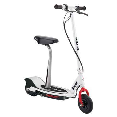 Razor E200S Seated Electric Scooter, for Ages 13+ and up to 154 lbs, 8" Pneumatic Front Tire, 200W Chain Motor, Up to 12 mph & up to 8-mile Range, 24V Sealed Lead-Acid Battery