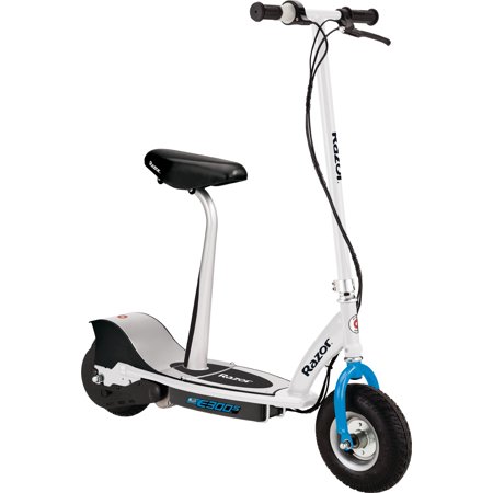Razor E300S Seated Electric Scooter - White, for Ages 13+ and up to 220 lbs, 9" Pneumatic Front Tire, Up to 15 mph & up to 10-mile Range, 250W Chain Motor, 24V Sealed Lead-Acid Battery