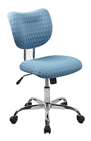 Realspace® Jancy Quilted Fabric Low-Back Task Chair, Blue/Chrome