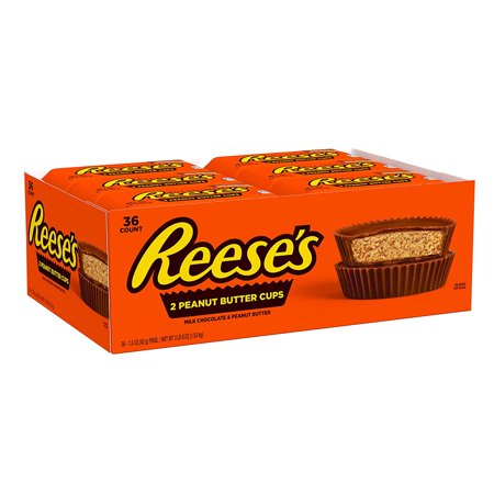 Reese's Halloween Candy, Peanut Butter Cups Chocolate Bulk Candy, 1.5 Oz Packages (Pack of 36)