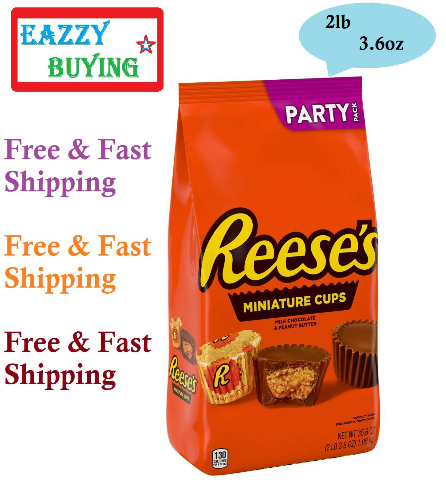 Reese's Peanut Butter Cups Miniatures Milk Chocolate 35.6 oz Party Pack Bulk Bag