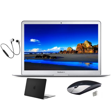 Refurbished Apple 13.3-inch MacBook Air Laptop, Intel Core i5 (1.8GHz), 8GB RAM, 128GB SSD, macOS, Bundle Offer Includes: Black Case, Headset, and Wireless Mouse - Silver