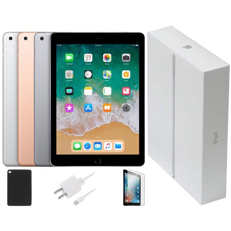 (Refurbished) Apple iPad 6th Generation 9.7-inch, 32GB, 128GB, All Colors: Space Gray, Silver, Gold, Comes With Bundle: Tempered Glass, Case, Generic Charger, and Free 2-Day Shipping