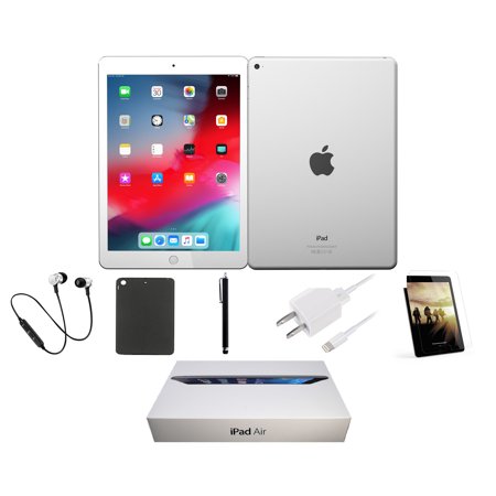 Refurbished Apple iPad Air, 9.7-inch, Wi-Fi Only, 32GB, Bundle Includes: Case, Tempered Glass, Stylus Pen, Bluetooth Headset - Silver