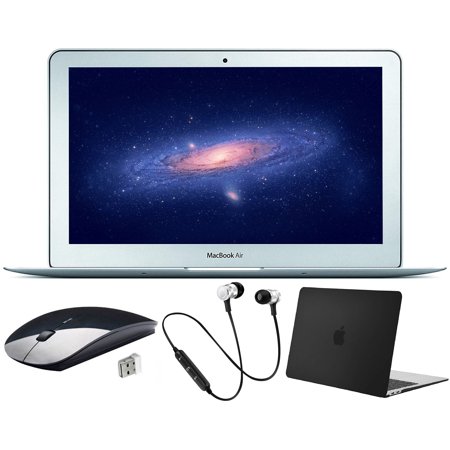 Refurbished Apple MacBook Air 11.6-inch TFT Laptop, Intel Core i5 1.6GHz, 4GB RAM, Big Sur macOS, 128GB SSD, Bundle: Black Case, Headset, Wireless Mouse, 1-Year Warranty by Certified 2 Day Express
