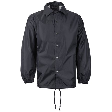 Renegade Men's Lightweight Water Resistant Button Up Windbreaker Coach Jacket (Black,S)