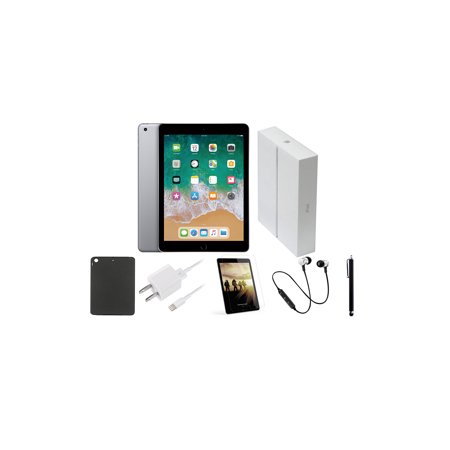 Renewed Apple iPad (5th Generation) 9.7-inch, Wi-Fi Only, 32GB, Original Box, and Bundle: Case, Bluetooth Headset, Stylus Pen, Tempered Glass, Rapid Charger - Space Gray