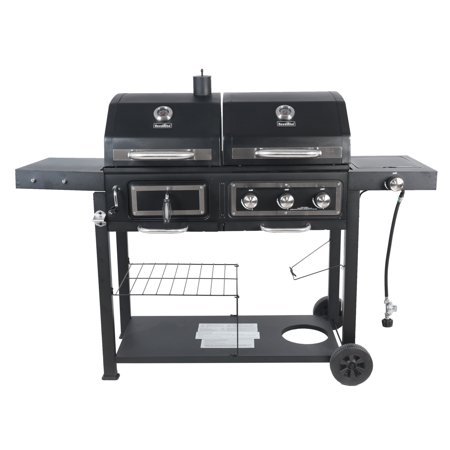 RevoAce Dual Fuel Gas & Charcoal Combo Grill, Black with Stainless