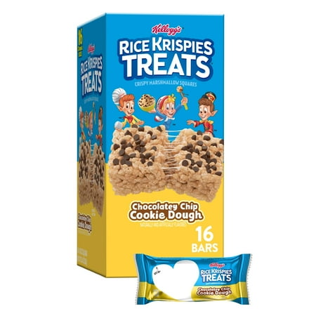 Rice Krispies Treats Chocolatey Chip Cookie Dough Chewy Marshmallow Snack Bars, Ready-to-Eat, 16 Count