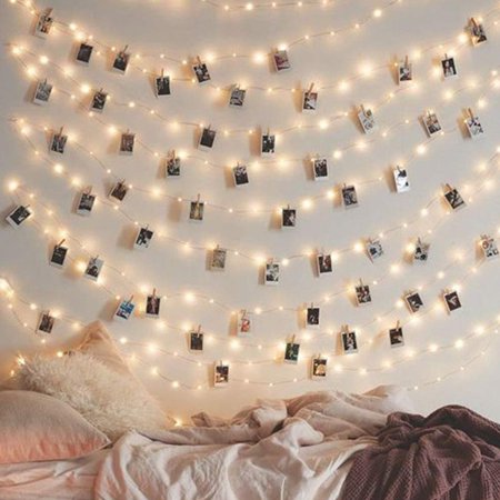 Risingpro Photo Clip String Lights 20/40/100 Leds With Clips Battery Usb Operated For Hanging Pictures Photos Valentine'S Day Bedroom Wall Decor Wedding Decorations