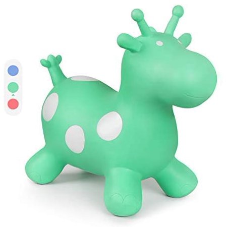 ROBUD Bouncy Horse Hopper, Inflatable Rubber Jumping Giraffe, Ride-on Toys for Kids Toddlers, Boys & Girls - with Hand Pump (Green)
