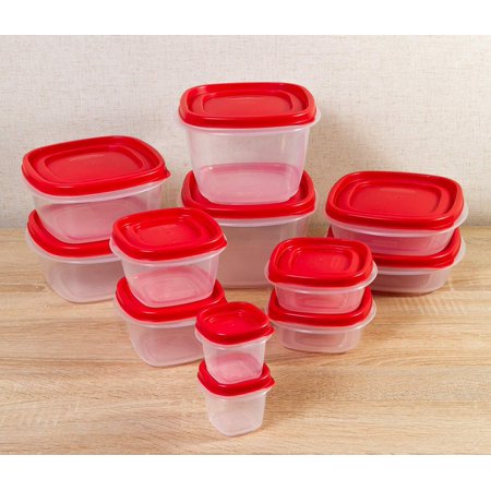 Rubbermaid Easy Find Lids Food Storage Containers, Racer Red, Set of 24 7J98