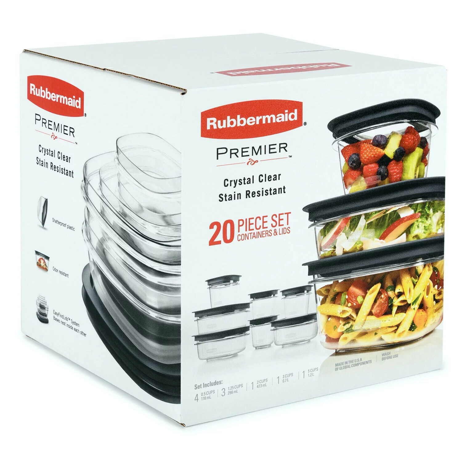 Rubbermaid Premier Easy Find Lids Food Storage Containers 20-Piece Set Rubberm