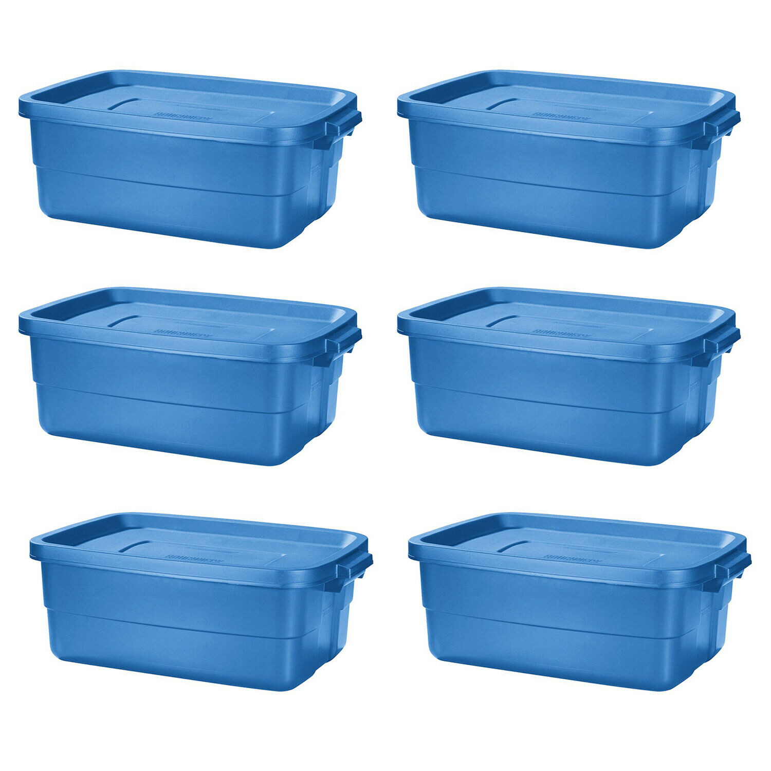 Rubbermaid Roughneck Tote 10 Gallon Container, Heritage Blue (6 Pack) (Open Box)