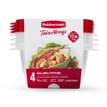 Rubbermaid TakeAlongs Food Storage Containers (Set of 4), 3.2 Cups, Bowls