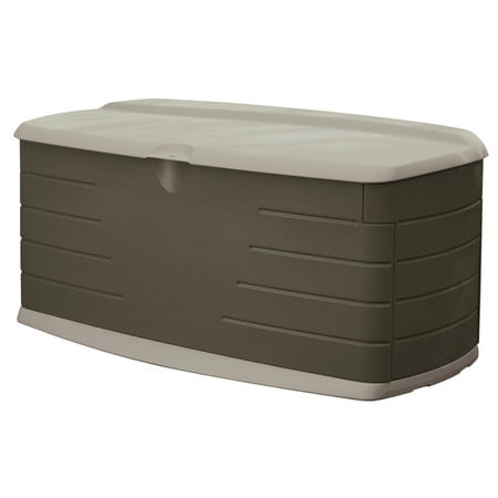 Rubbermaid Outdoor Large Deck Box With Seat, Green, 90 Gallon