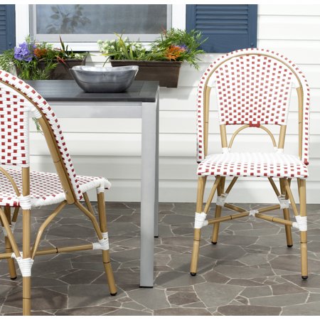 Safavieh Salcha Outdoor French Bistro Side Chair, Set of 2-Red/White