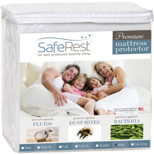SafeRest Mattress Protector - King ﻿- College Dorm Room Essentials for Girls and Guys - Cotton, Waterproof Mattress Cover Protectors - White On Sale At Amazon.com