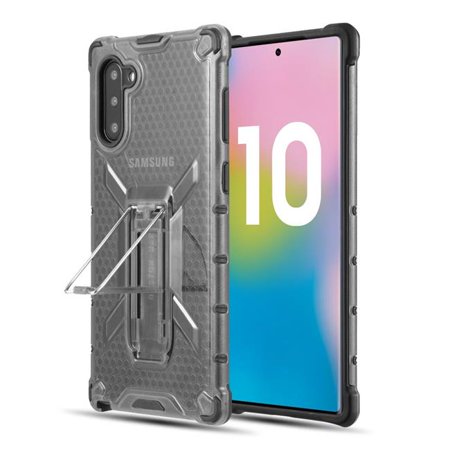 Samsung FTCSAMNT10-WARR-SM The Warrior Clear Tinted Shock Absoption Slim Fit & Heavy Duty Protective Case with Durable Kickstand for Galaxy Note 10 - Smoke