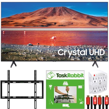 Samsung UN65TU7000 65-inch 4K Ultra HD Smart LED TV (2020 Model) 360 Design Bundle with TaskRabbit Installation Services + Deco Gear Wall Mount + HDMI Cables + Surge Adapter