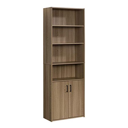 Sauder Beginnings Tall 4-Shelf Bookcase with 2 Doors, Summer Oak Finish