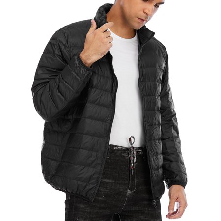 SAYFUT Men's Lightweight Down Jacket Puffer Bubble Coat Packable Warm Puffer Down Zipper Coat Water Resistant Big and Tall Size S-2XL