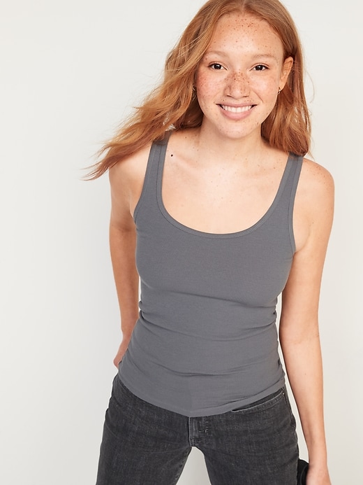 Scoop-Neck Rib-Knit First Layer Tank Top for Women