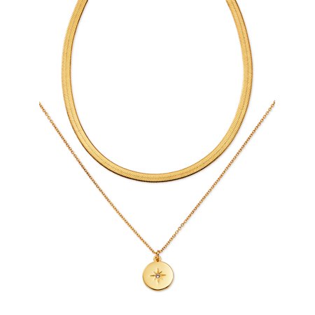 Scoop Womens 14KT Gold Flash Plated Brass Starburst Layered Necklace MOTHERS DAY DEAL!