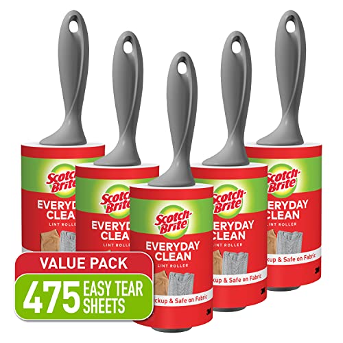 Scotch-Brite Lint Roller Value Pack, Works Great On Pet Hair, 5 Rollers, 95 Sheets Per Roller, 475 Sheets Total On Sale At Amazon.com
